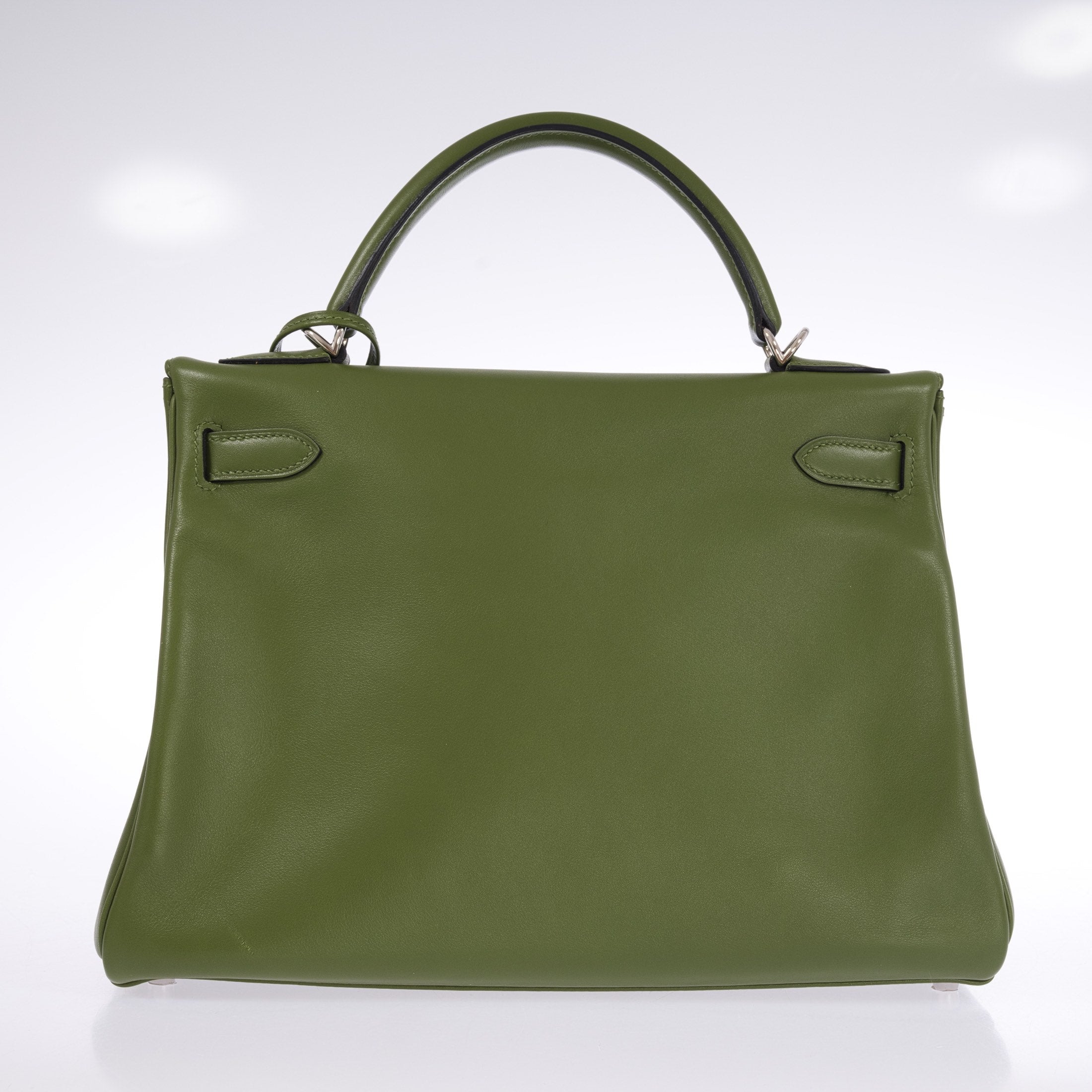 Hermès Kelly 32 Retourne Vert Pelouse Swift Palladium Hardware