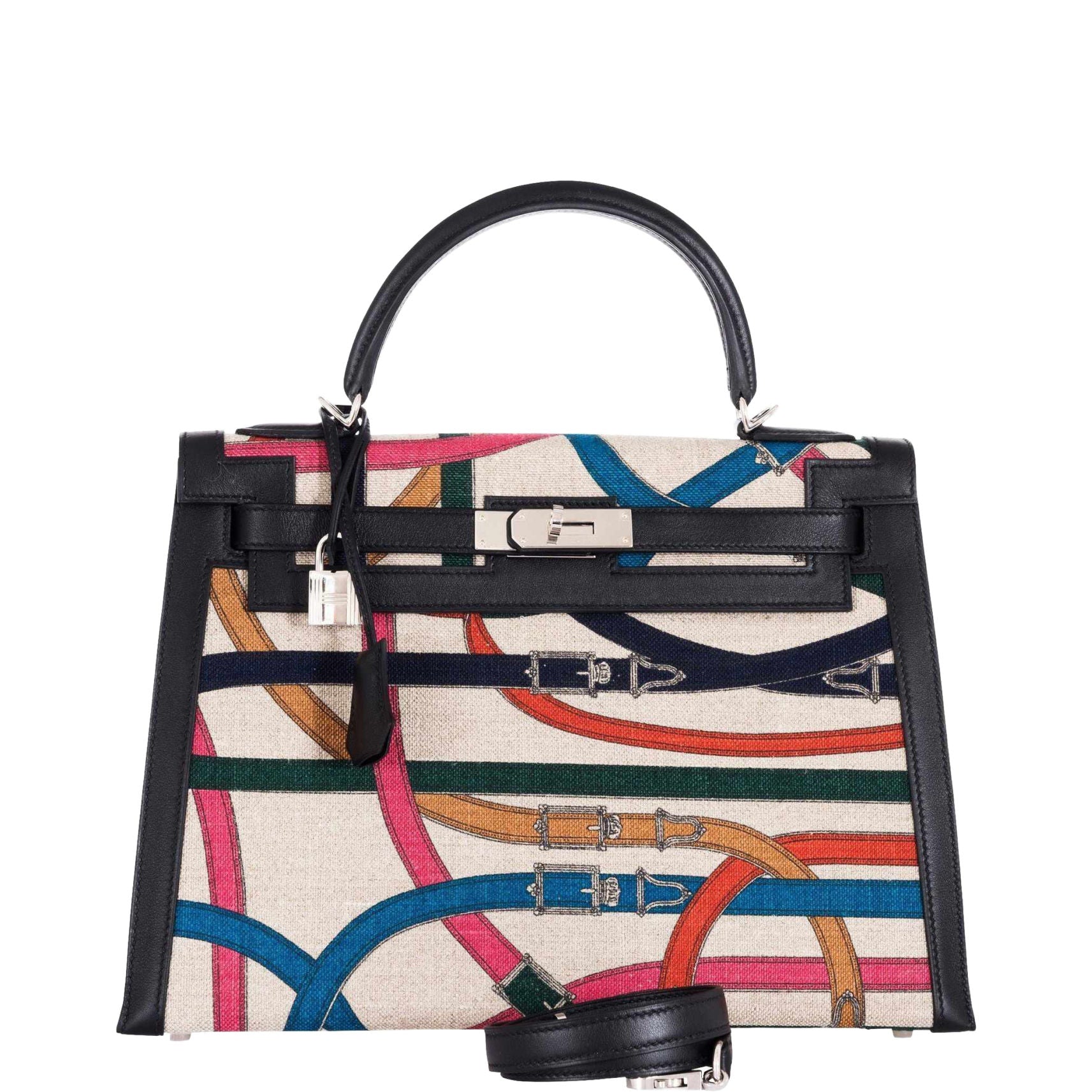 Hermès Kelly 32 Sellier Toile De Camp Cavalcadour Palladium Hardware