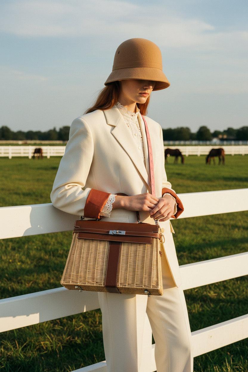 Hermès Kelly 35 Picnic Fauve Barenia Osier Wicker Palladium Hardware