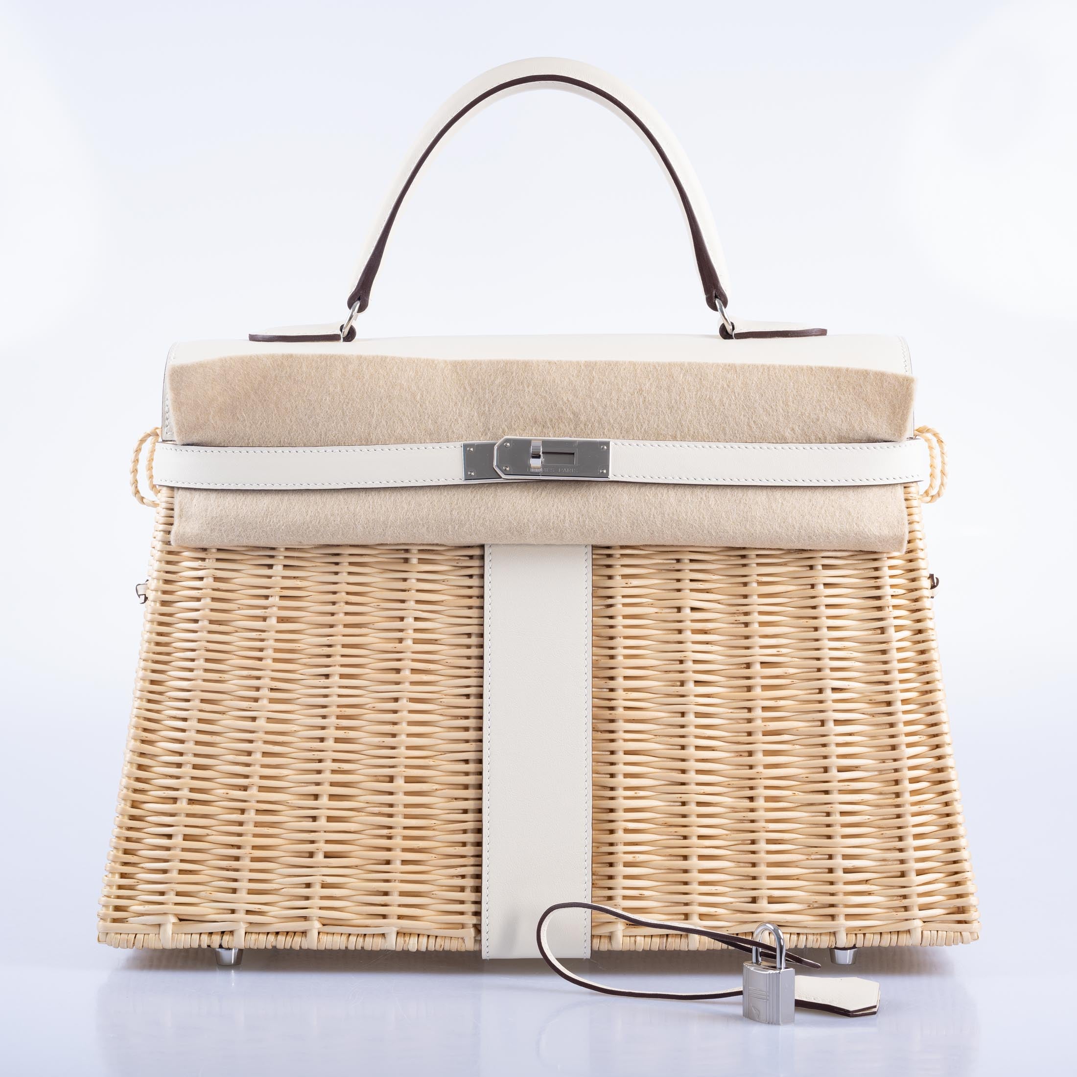 Hermès Kelly 35 Picnic Nata Swift and Osier Wicker Palladium