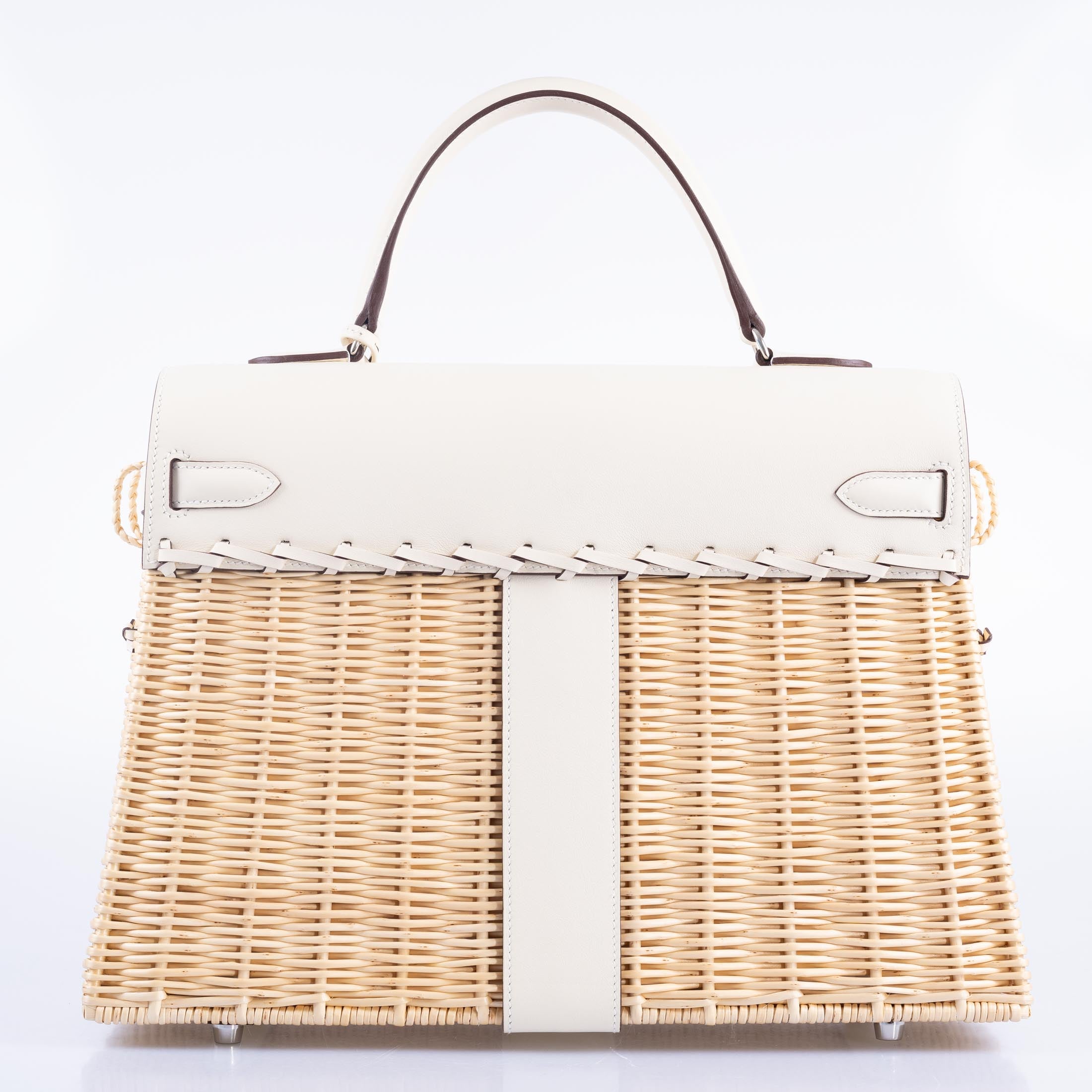 Hermès Kelly 35 Picnic Nata Swift and Osier Wicker Palladium