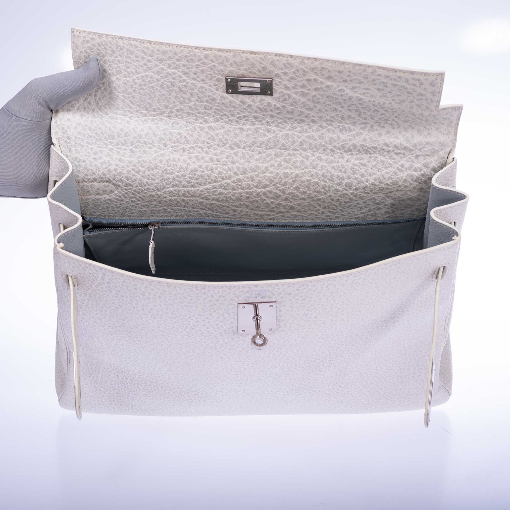 Hermès Kelly 35 Retourné Dalmatian White Buffalo Skipper Palladium Hardware