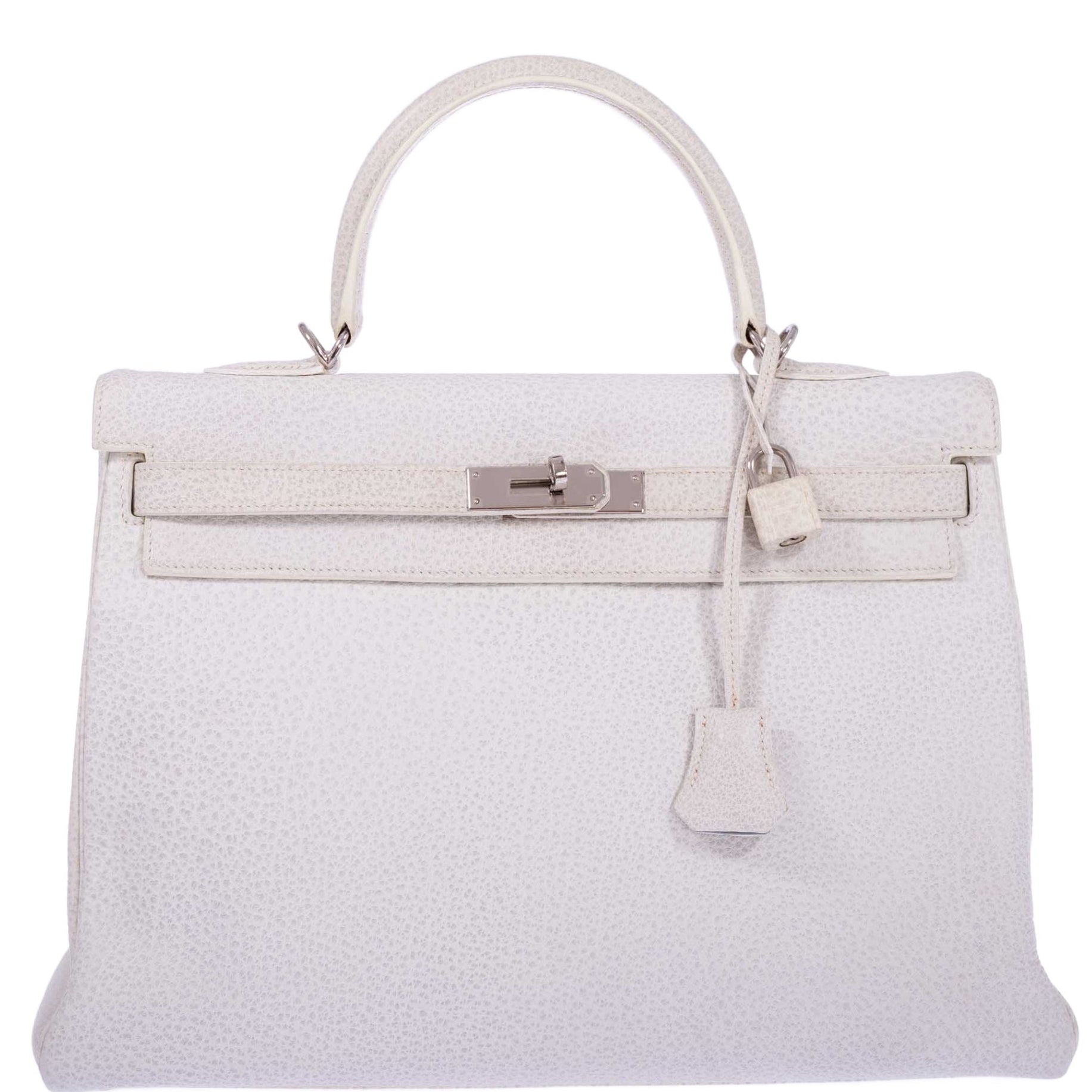 Hermès Kelly 35 Retourné Dalmatian White Buffalo Skipper Palladium