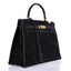 Hermès Kelly 35 Sellier Black Elephant Hide Gold Hardware