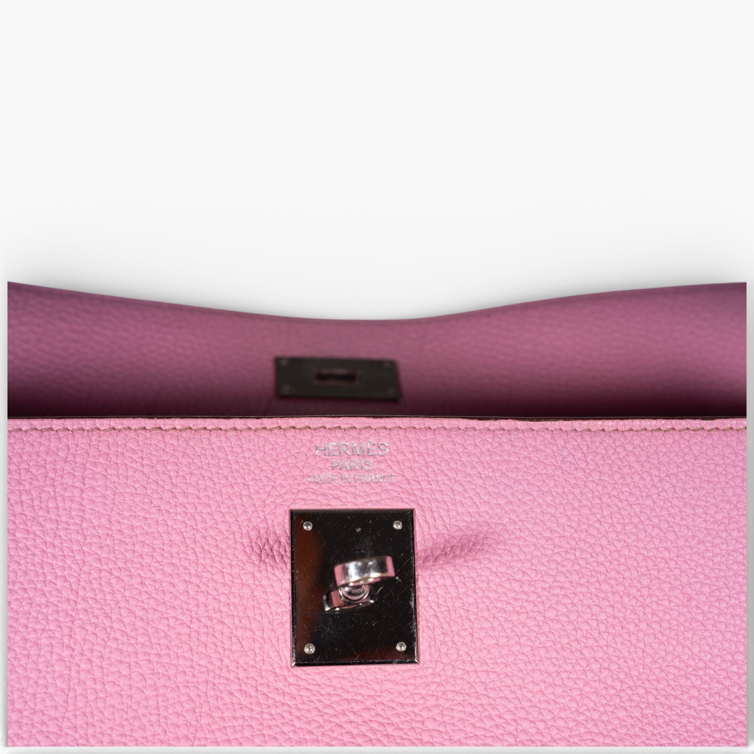 Hermès Kelly 40 Retourne Rose Sakura Clemence Palladium Hardware