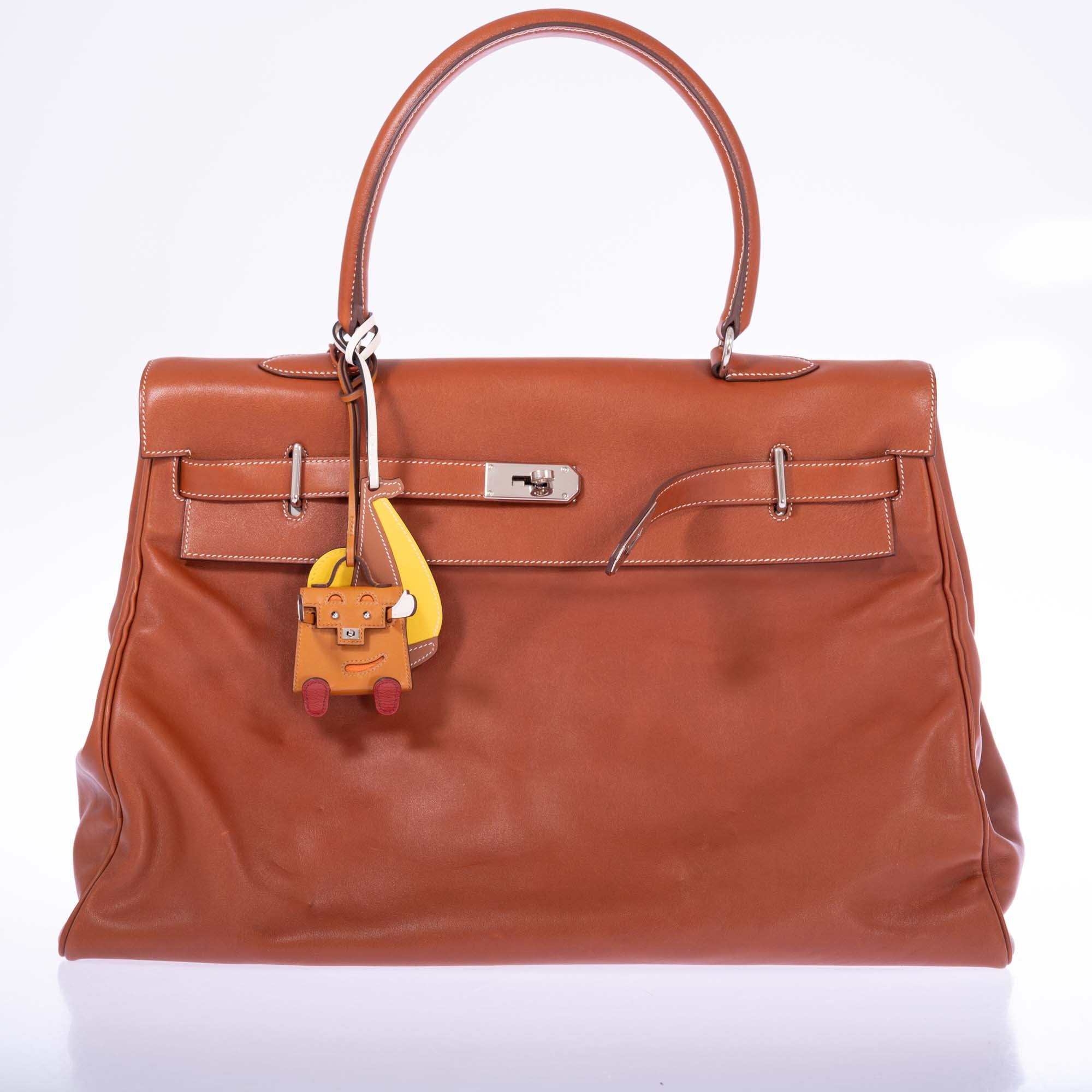 Hermès Kelly 50 Relax Travel Bag Fauve Box Leather Palladium Hardware