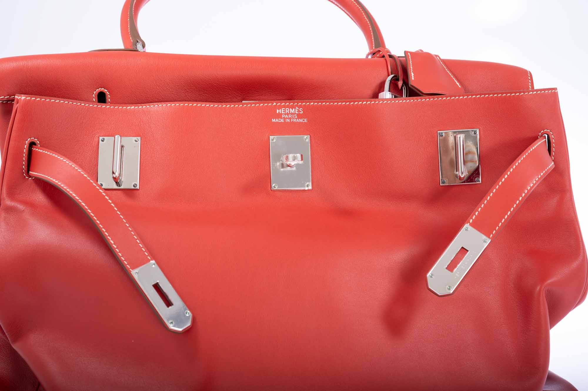 Hermès Kelly 50 Relax Travel Bag in Sanguine Swift Palladium Hardware