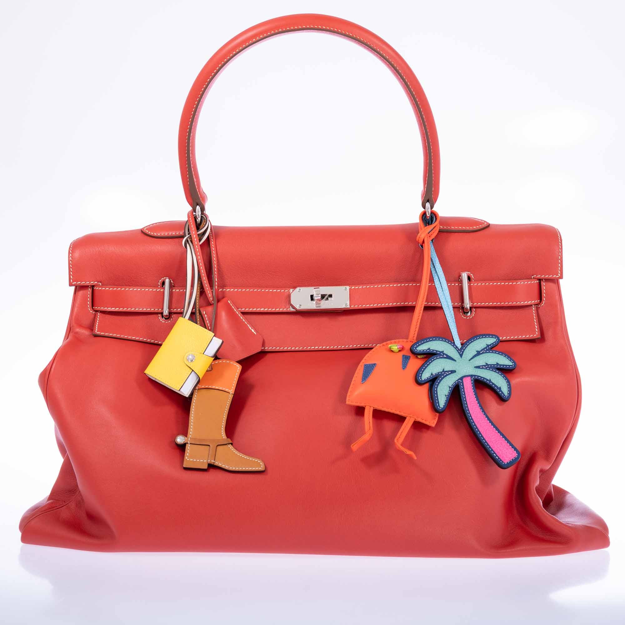 Hermès Kelly 50 Relax Travel Bag in Sanguine Swift Palladium Hardware
