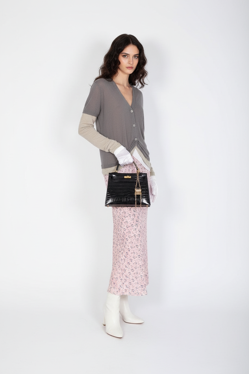 Hermès Kelly Bijou Précieux 18K Rose Gold Diamond Chain Mail Necklace