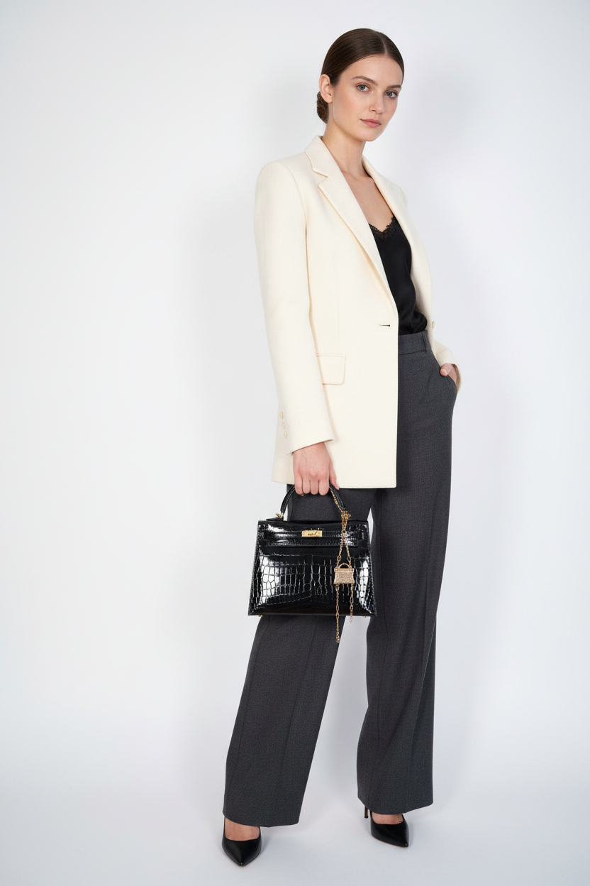 Hermès Kelly Bijou Précieux 18K Rose Gold Diamond Chain Mail Necklace