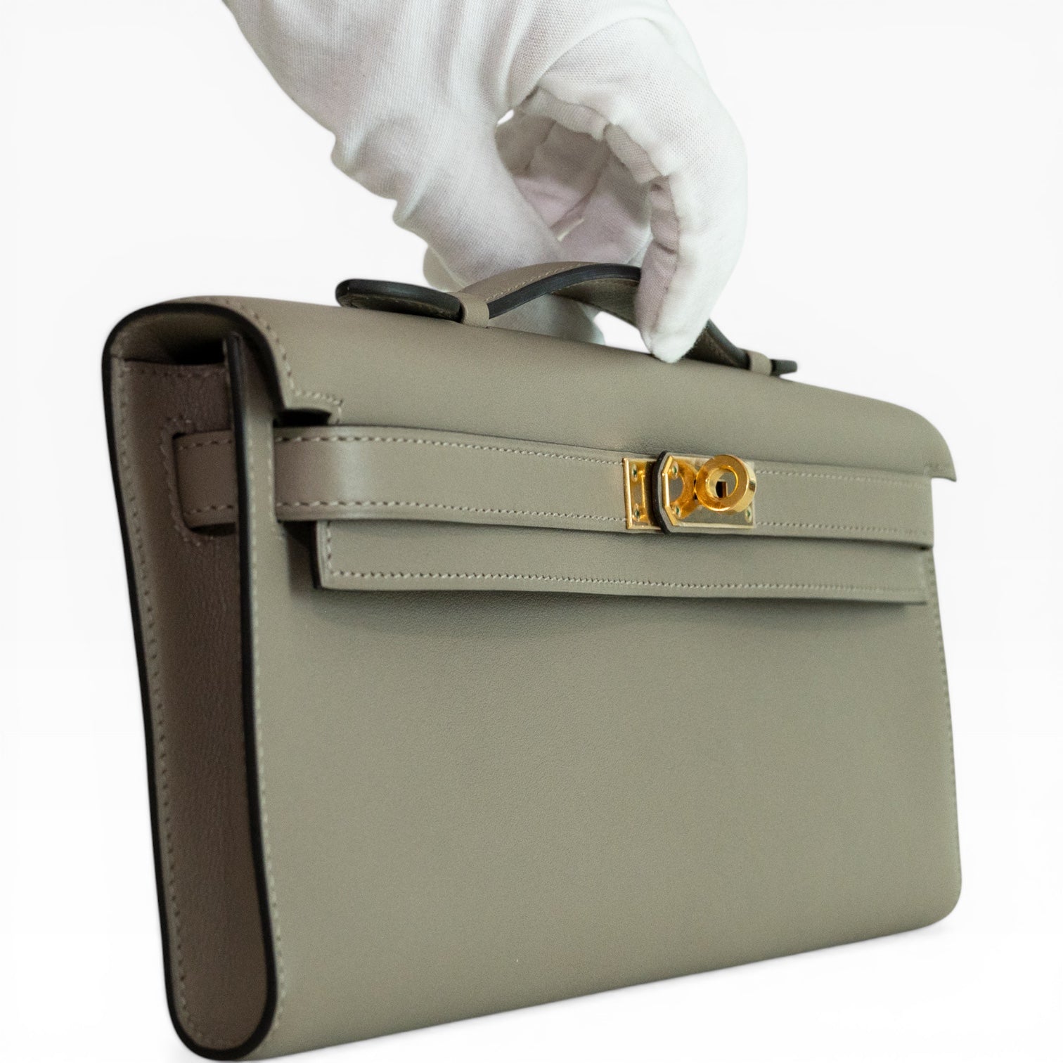 Hermès Kelly Cut Gris Asphalte Swift Gold Hardware