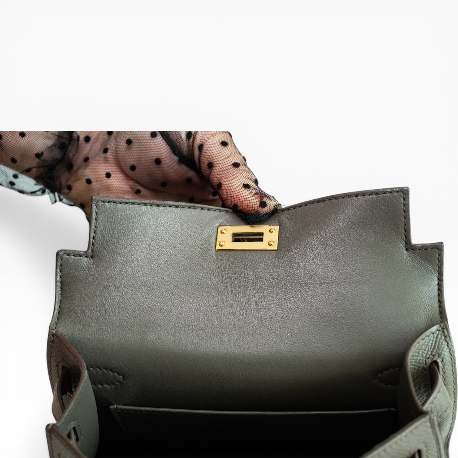 Hermès Kelly Cut Gris Asphalte Swift Gold Hardware