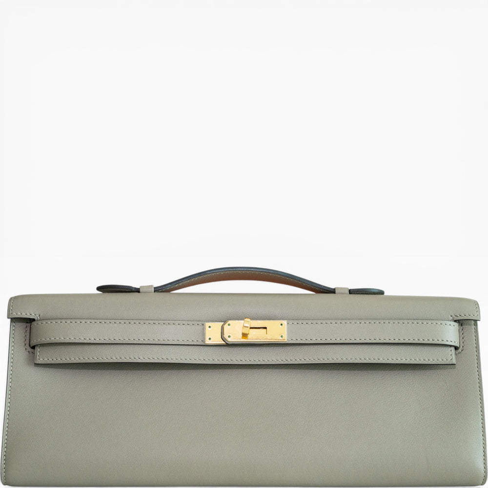 Hermès Kelly Cut Gris Asphalte Swift Gold Hardware