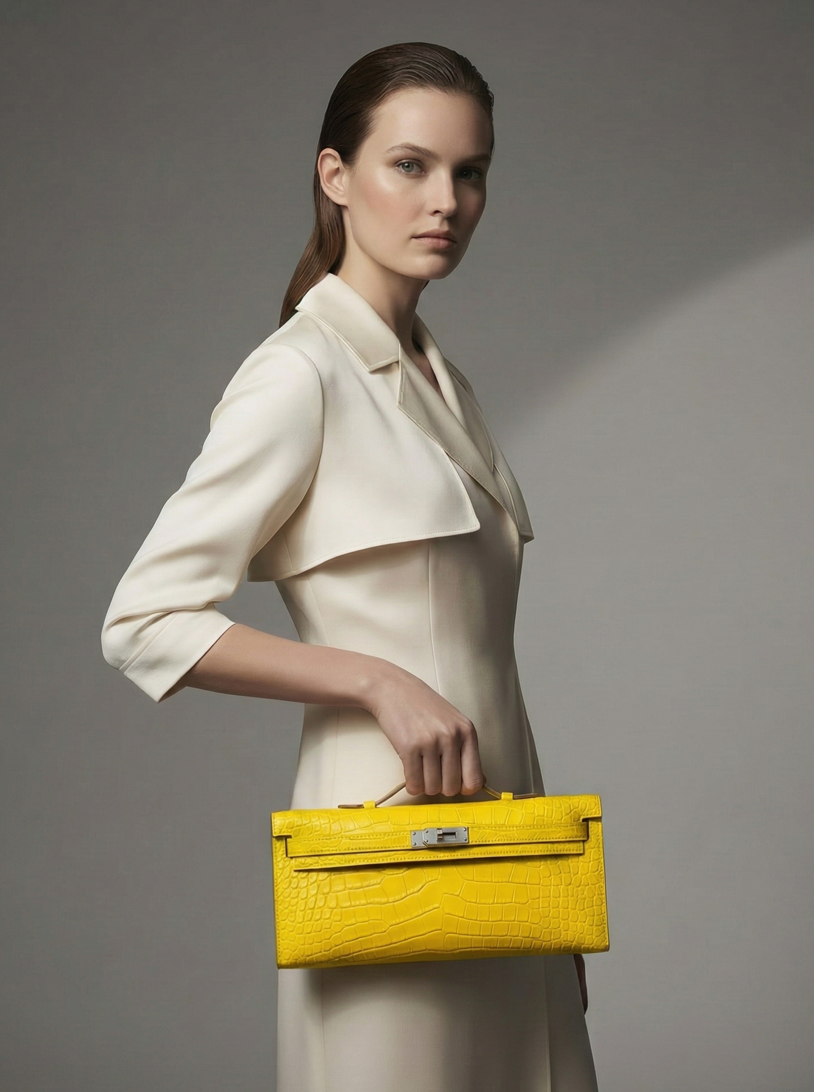 Hermès Kelly Cut Lime Matte Alligator Palladium Hardware