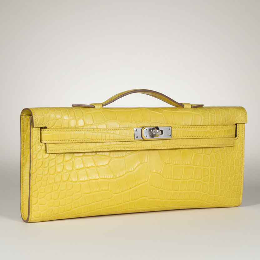 Hermès Kelly Cut Lime Matte Alligator Palladium Hardware
