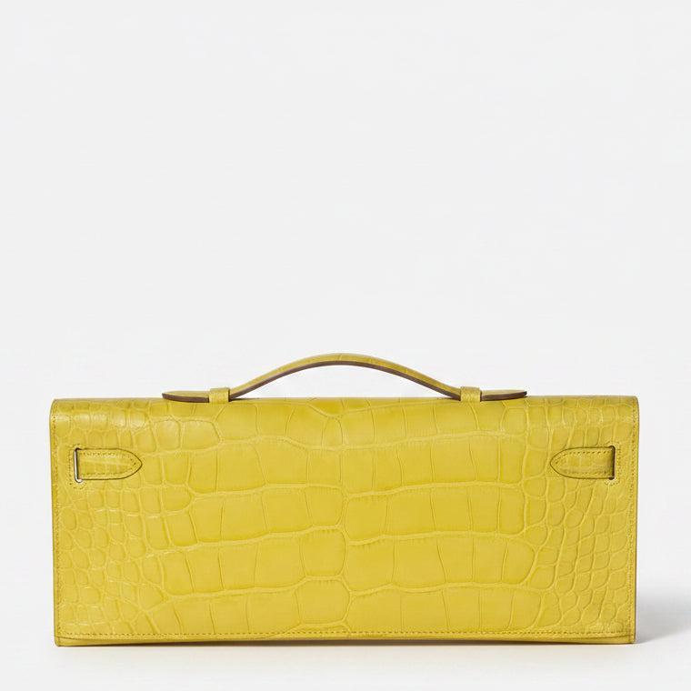 Hermès Kelly Cut Lime Matte Alligator Palladium Hardware | JANEFINDS