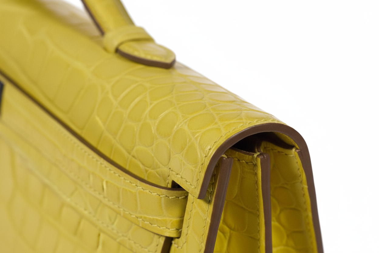 Hermès Kelly Cut Lime Matte Alligator Palladium Hardware