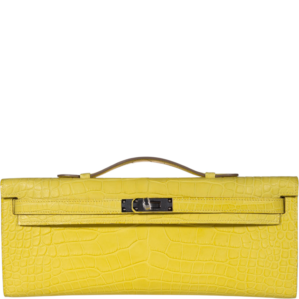 Hermès Kelly Cut Lime Matte Alligator Palladium Hardware