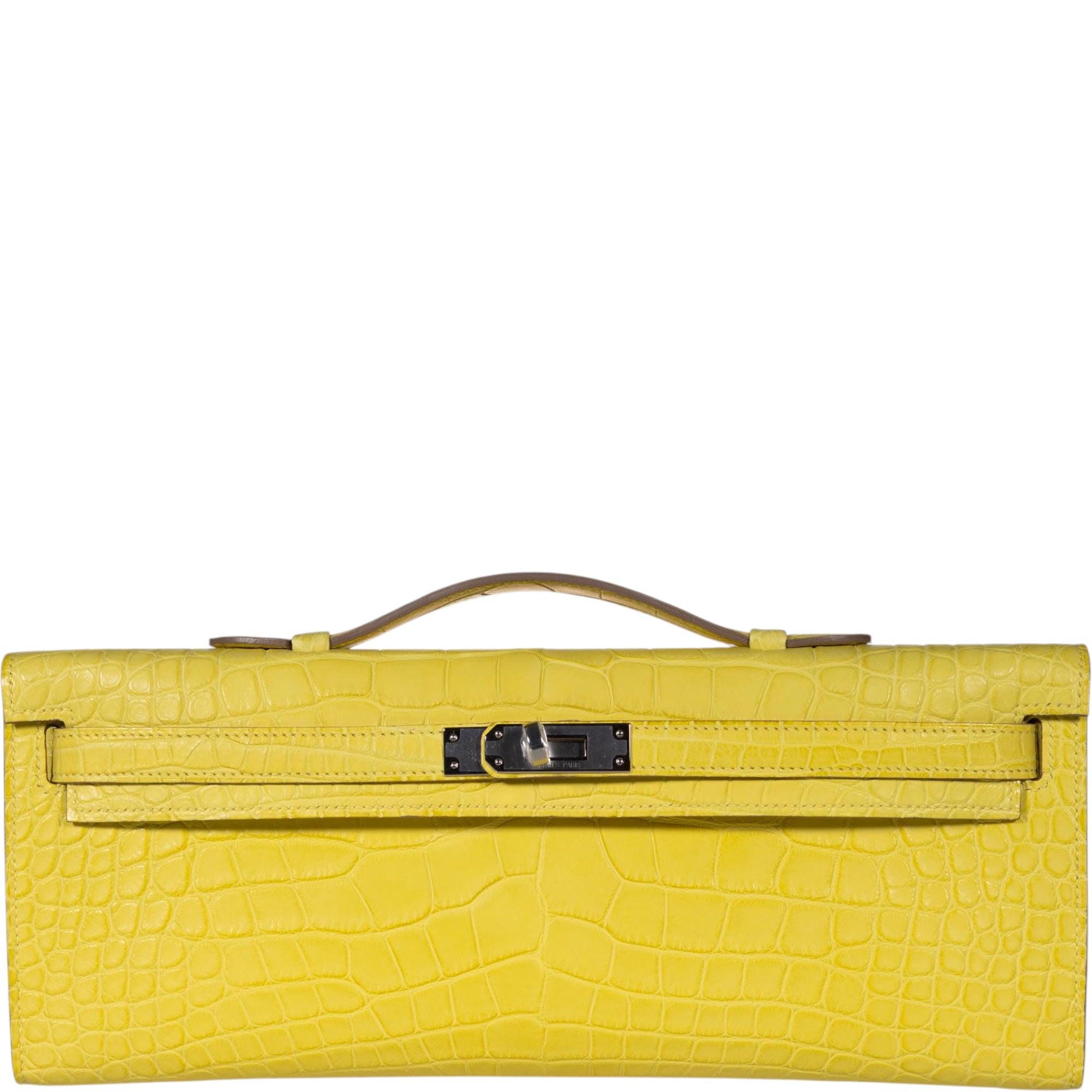 Hermès Kelly Cut Lime Matte Alligator Palladium Hardware