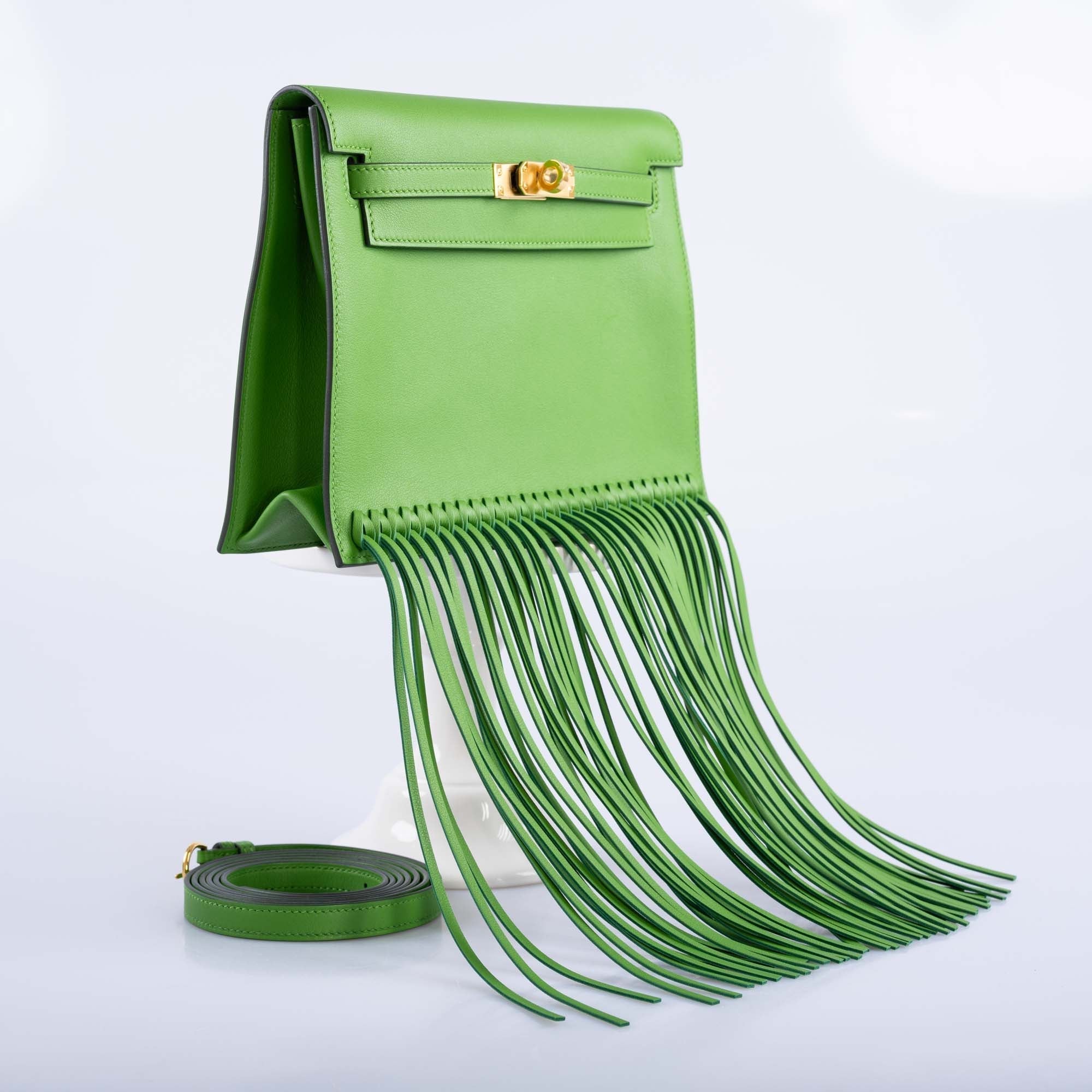Hermès Kelly Danse Anate Fringe Yucca Swift Gold Hardware | JANEFINDS