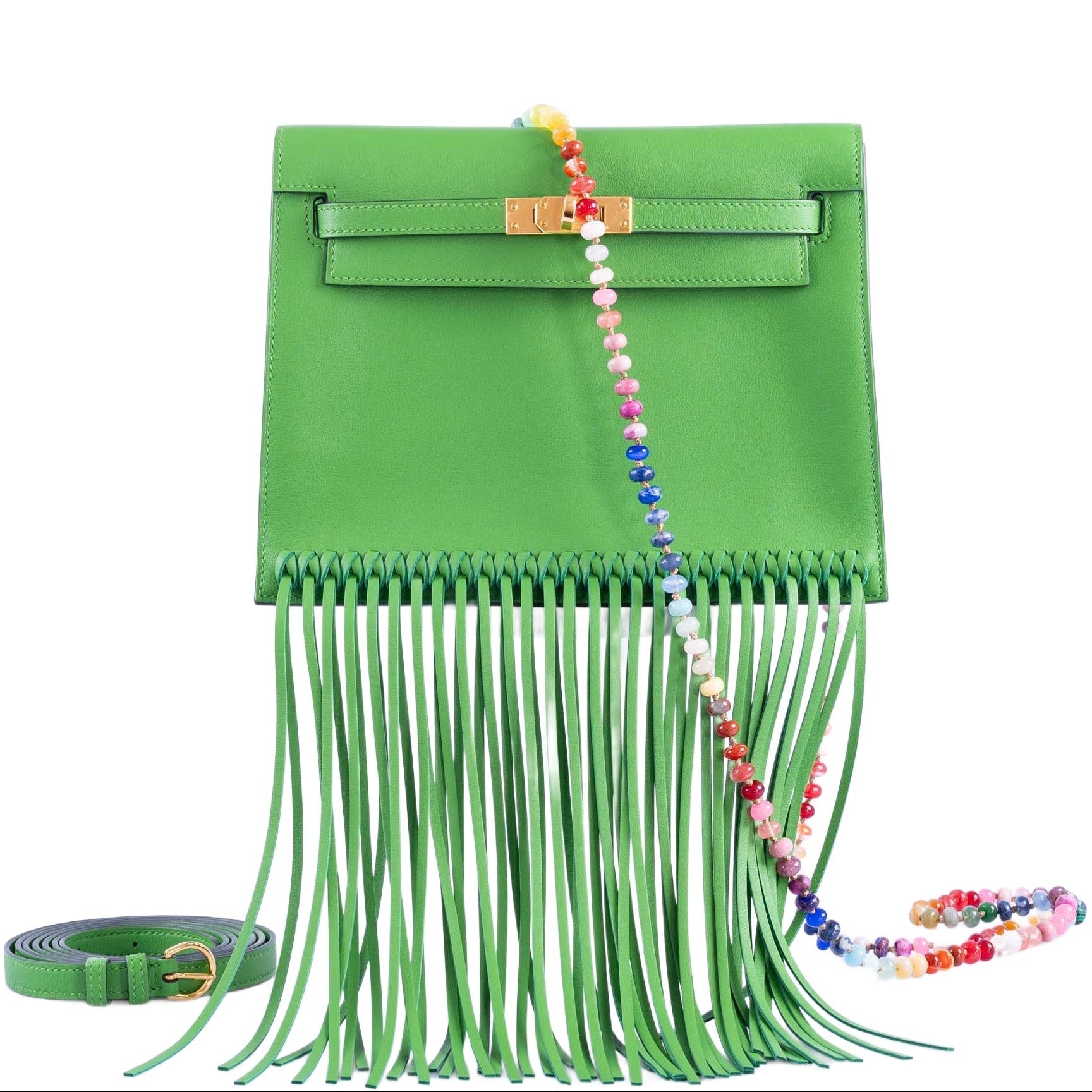 Hermès Kelly Danse Anate Fringe Yucca Swift Gold Hardware | JANEFINDS