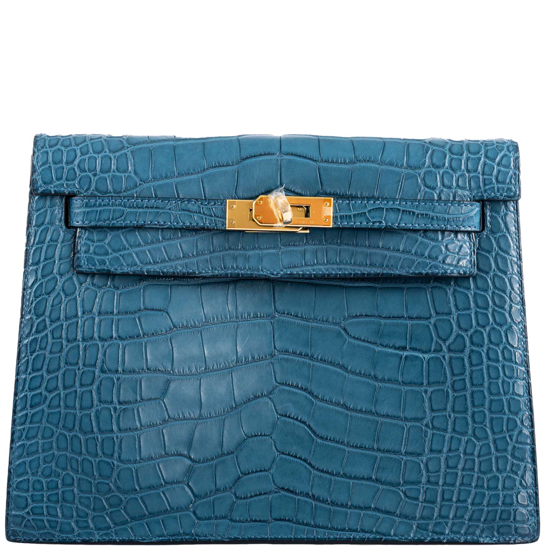 Hermès Kelly Danse Bleu Colvert Matte Alligator Mississippiensis Gold Hardware
