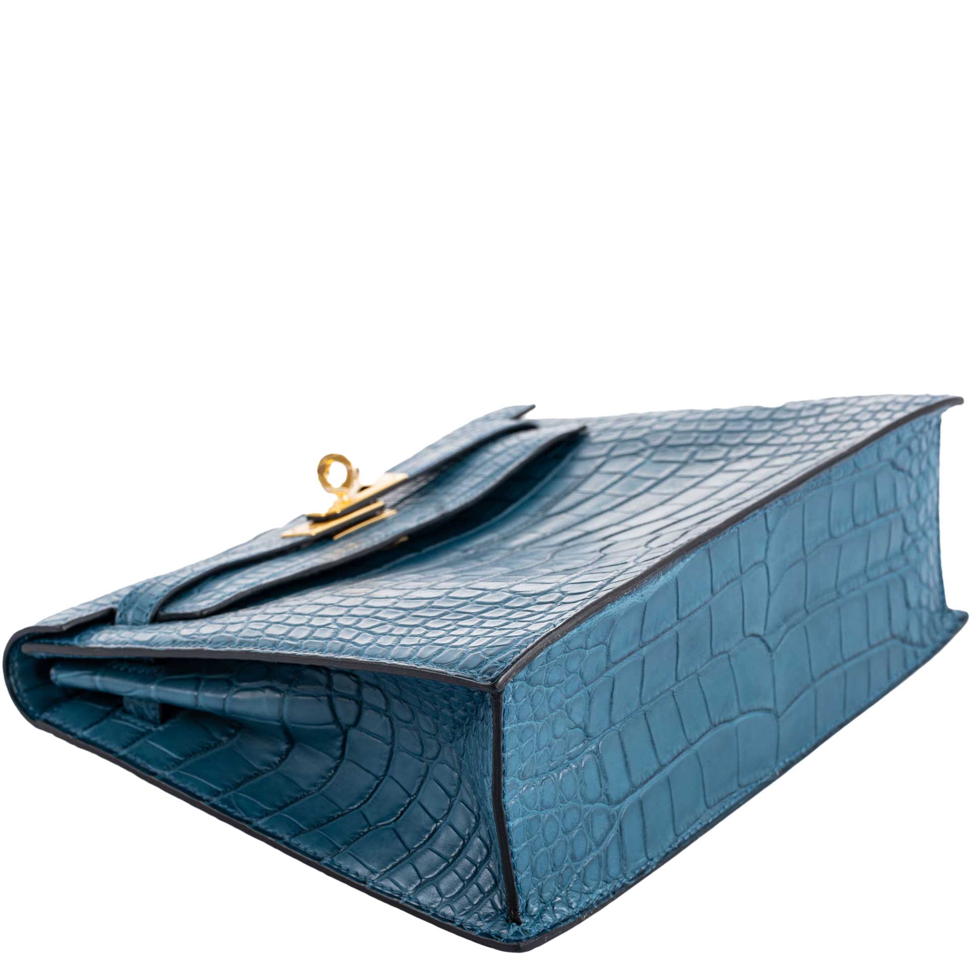 Hermès Kelly Danse Bleu Colvert Matte Alligator Mississippiensis Gold Hardware
