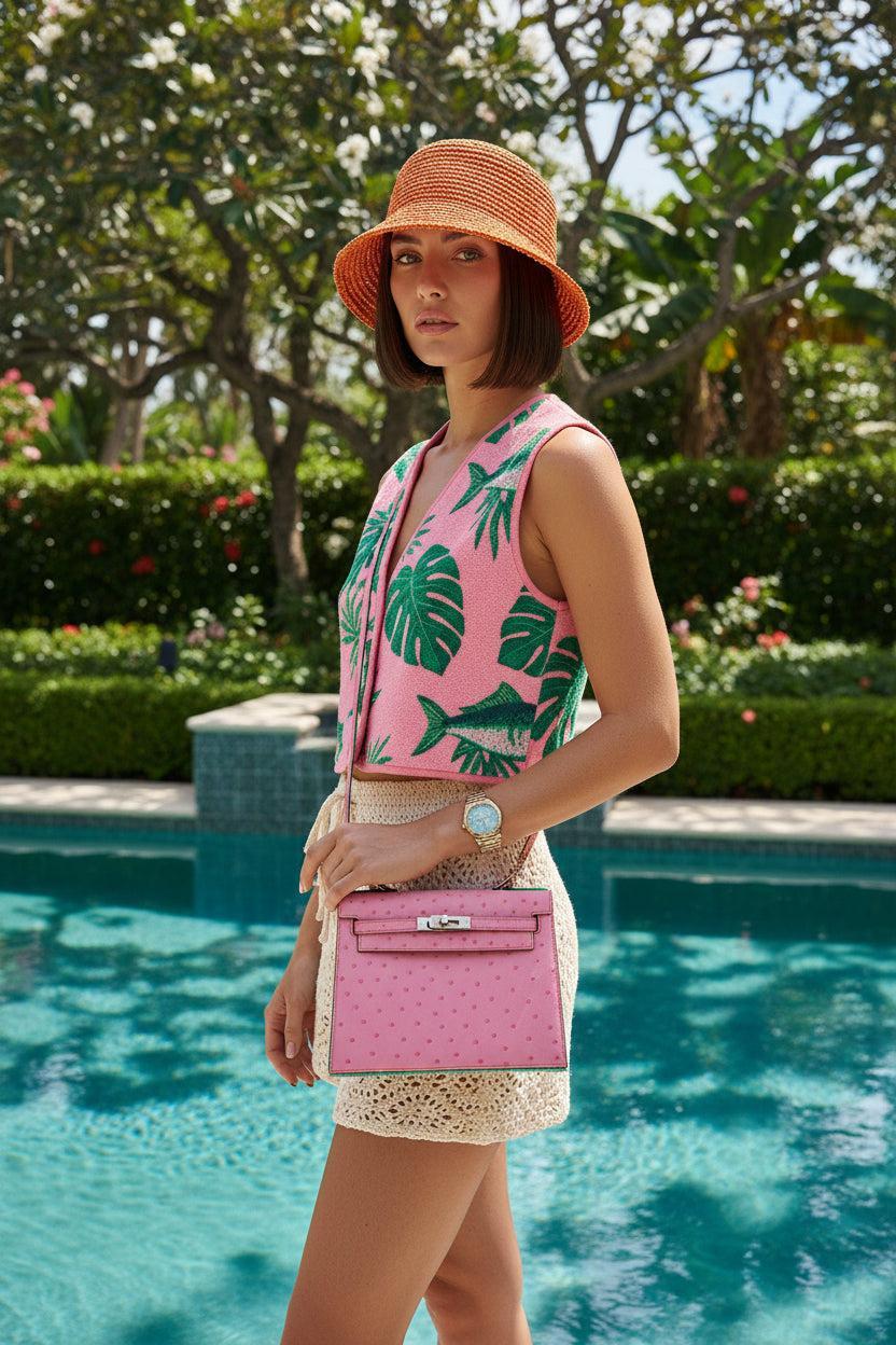 Hermès Kelly Danse Bubblegum Pink Ostrich Palladium Hardware