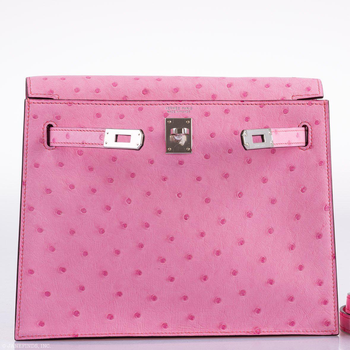 Hermès Kelly Danse Bubblegum Pink Ostrich Palladium Hardware