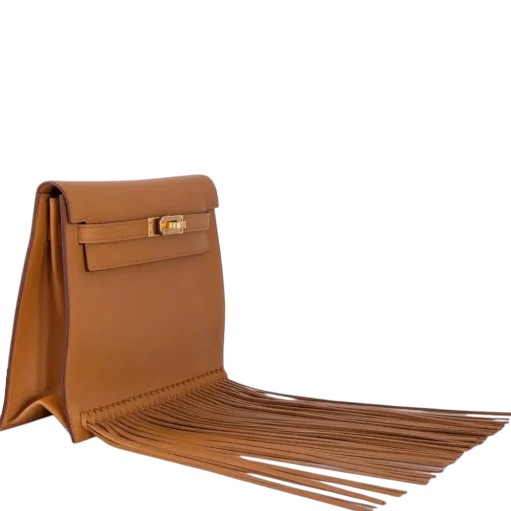 Hermès Kelly Danse Fringe Anate Sesame Swift Gold Hardware