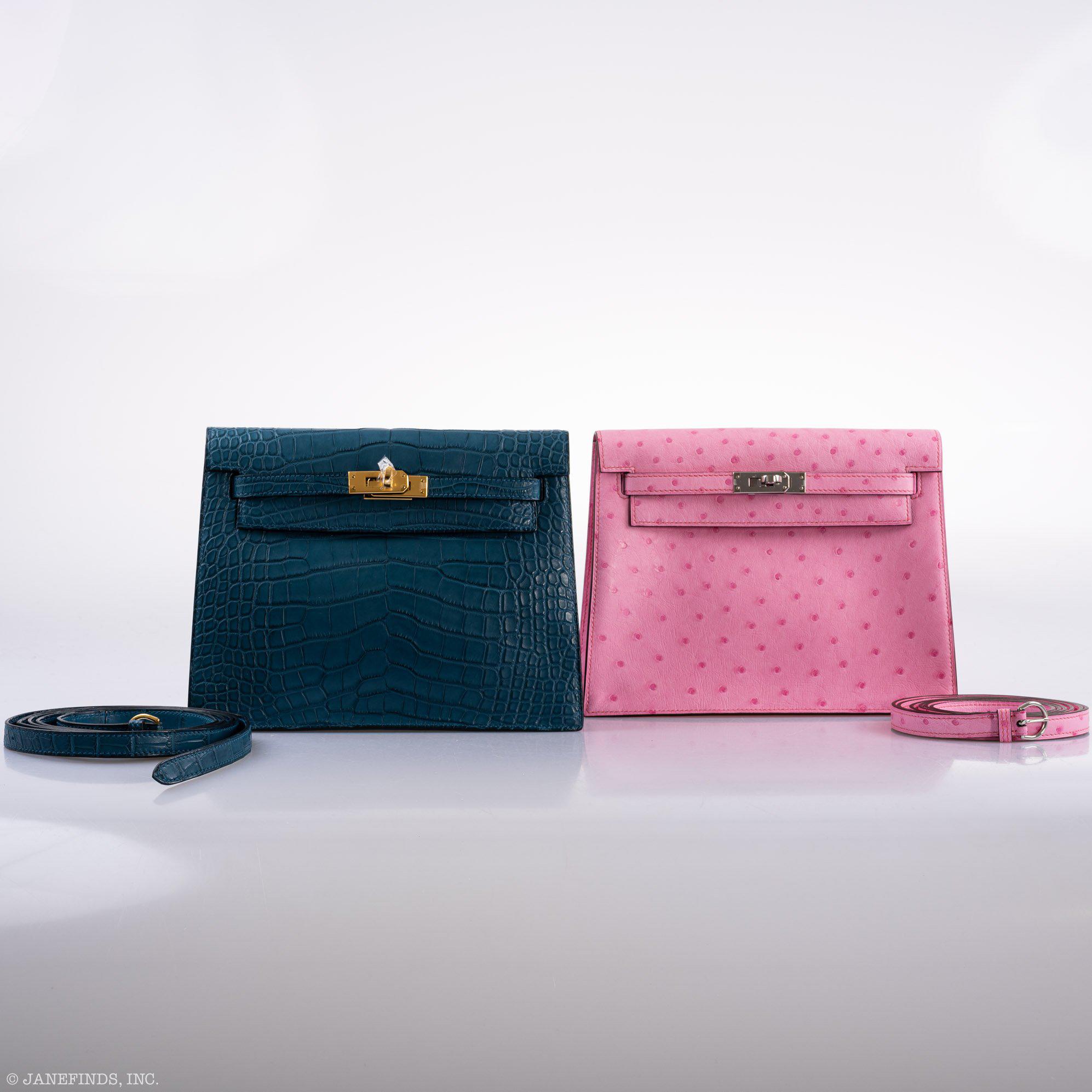 Hermès Kelly Danse II 5P Bubblegum Pink Ostrich Palladium Hardware