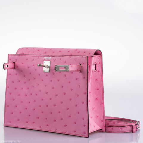 Hermès Kelly Danse II 5P Bubblegum Pink Ostrich Palladium Hardware