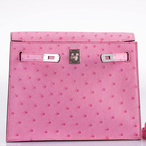 Hermès Kelly Danse II 5P Bubblegum Pink Ostrich Palladium Hardware