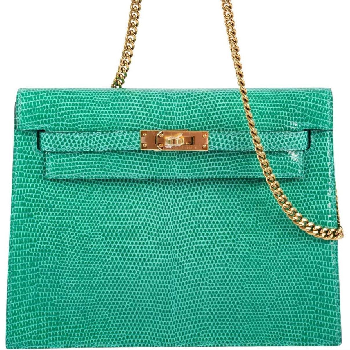 Hermès Kelly Danse II Menthe Shiny Nilo Lizard Gold Hardware