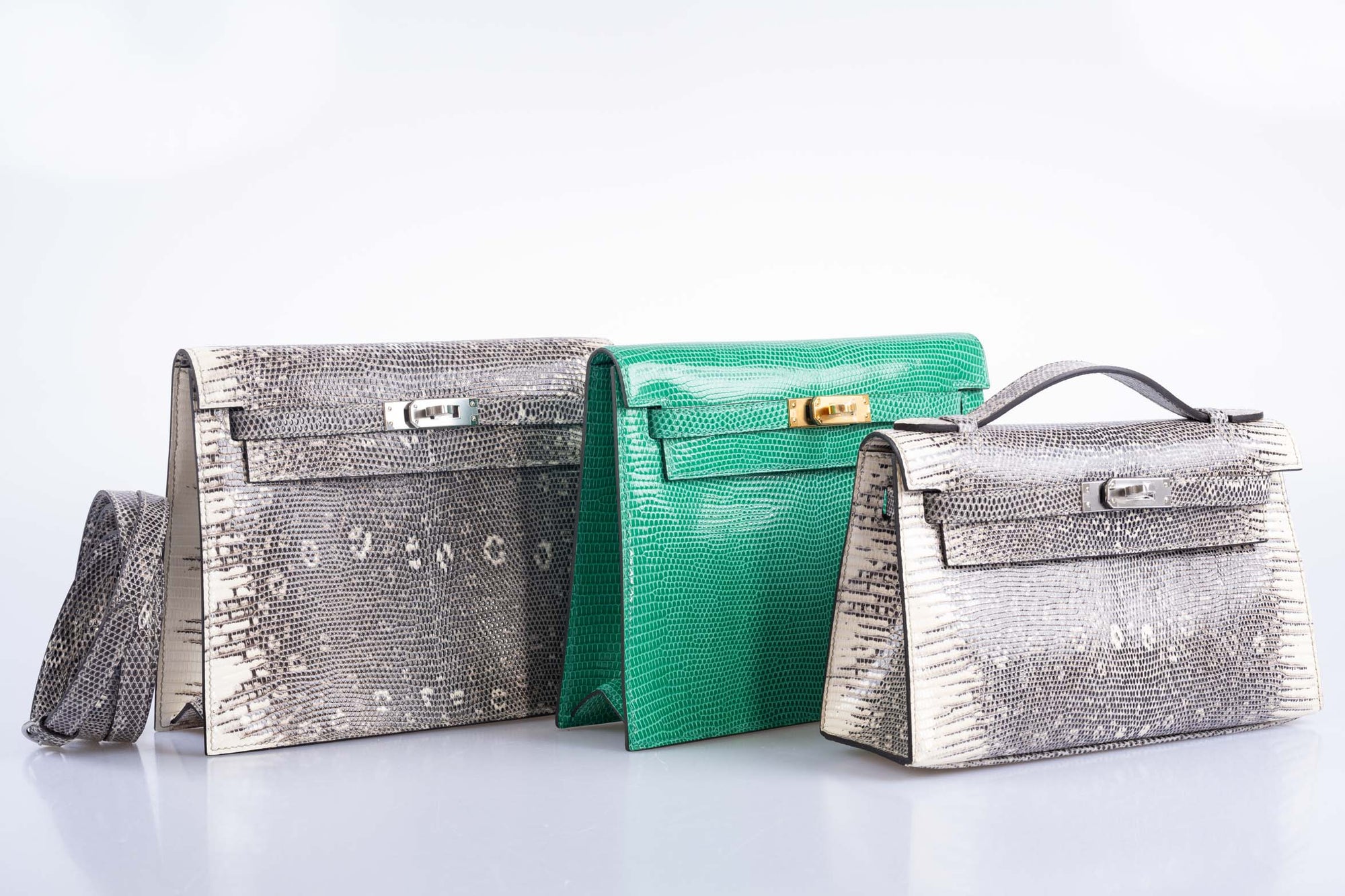Hermès Kelly Danse II Ombré Salvator Lizard Palladium Hardware