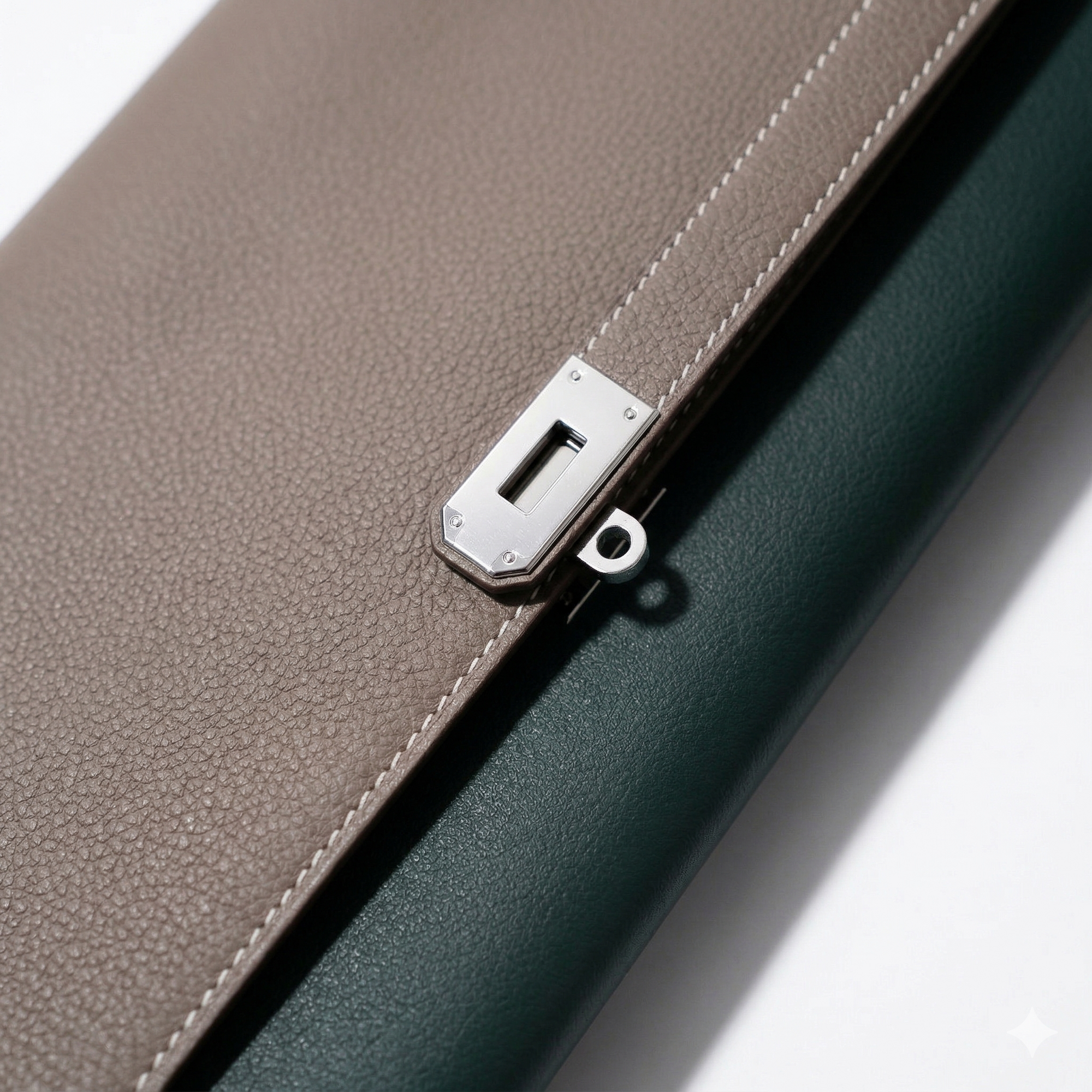 Hermès Kelly Danse II Verso Etoupe / Vert Foncé Evercolor Palladium Hardware
