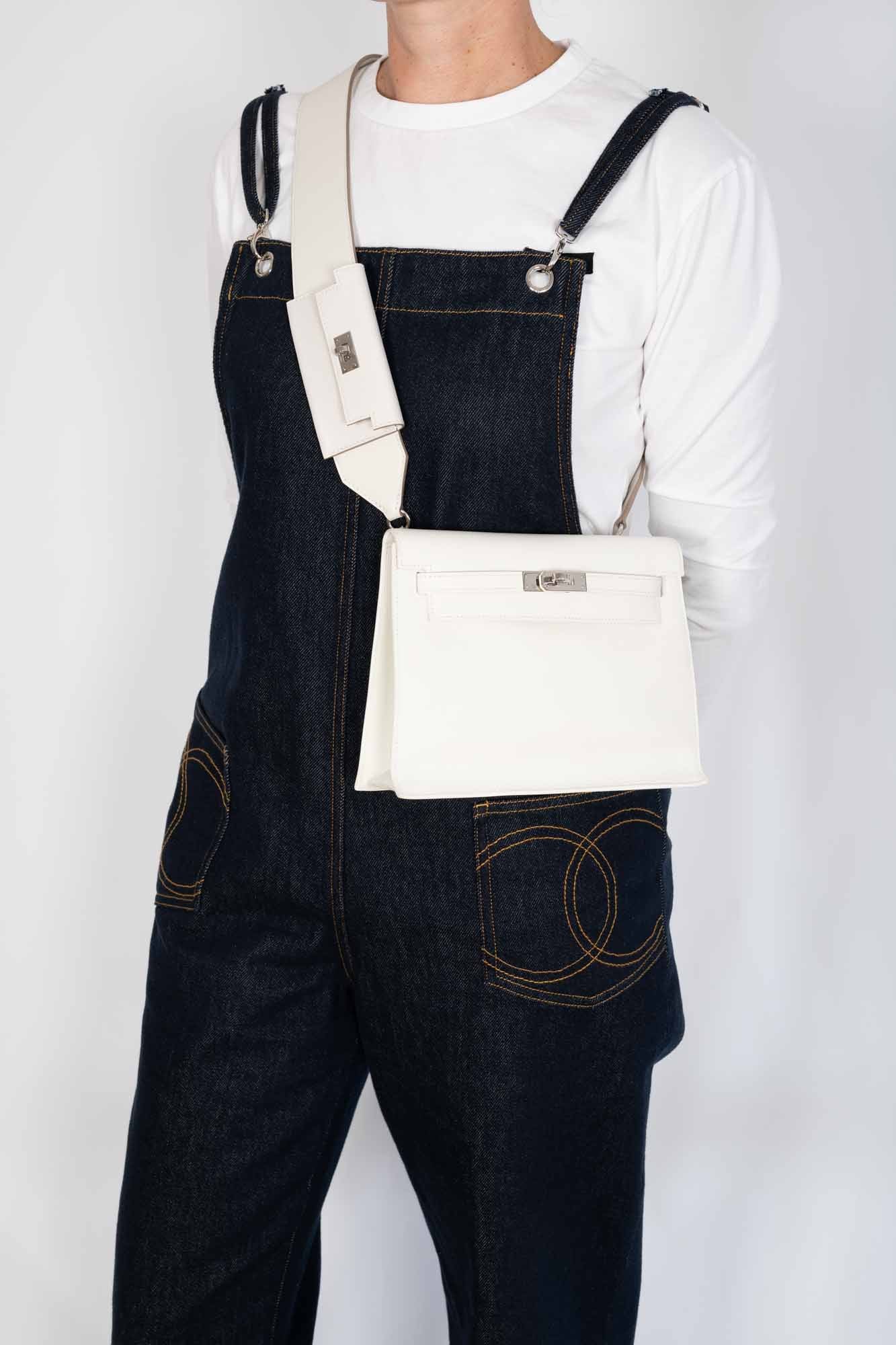 Hermès Kelly Danse II White Evercolor Palladium Hardware