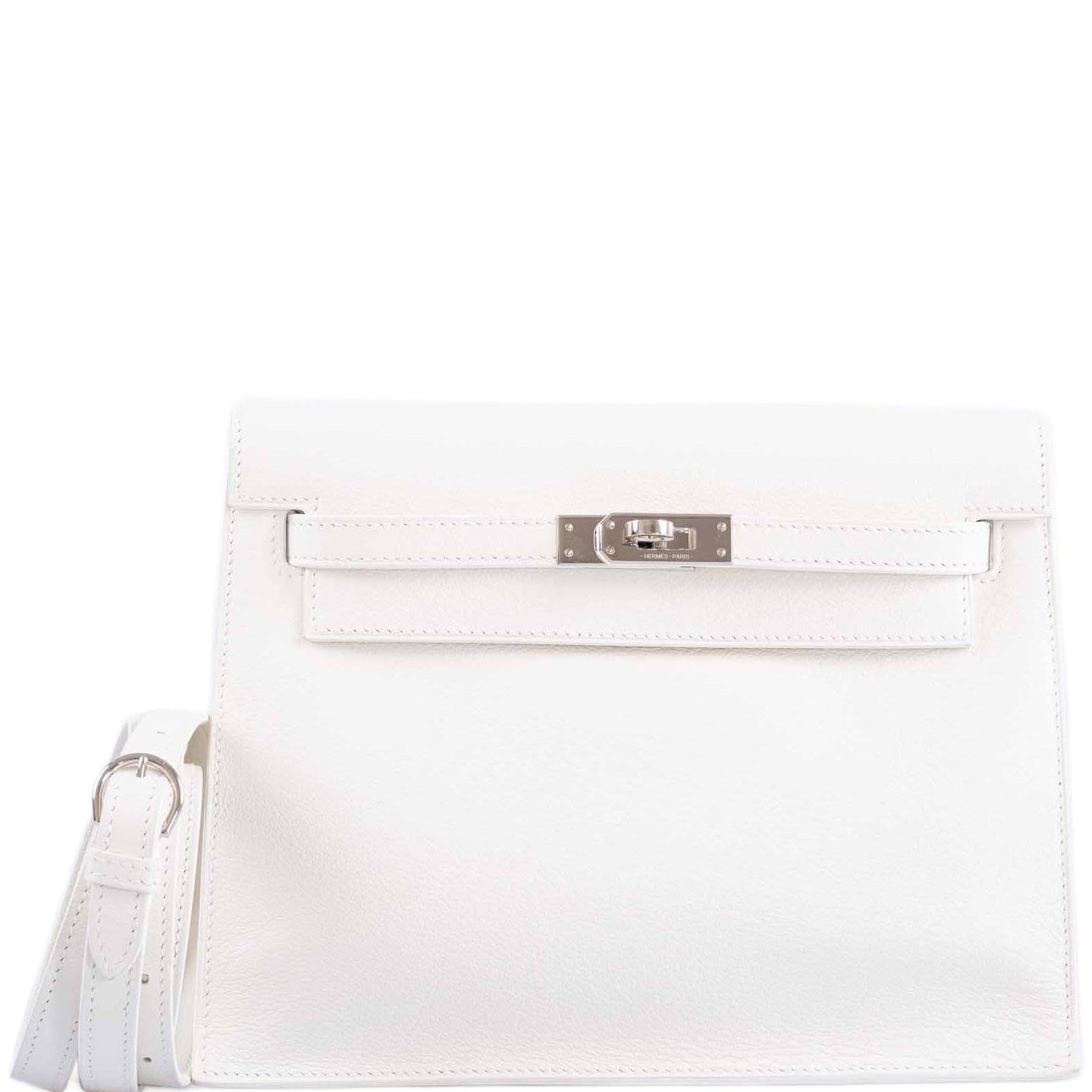 Hermès Kelly Danse II White Evercolor Palladium Hardware