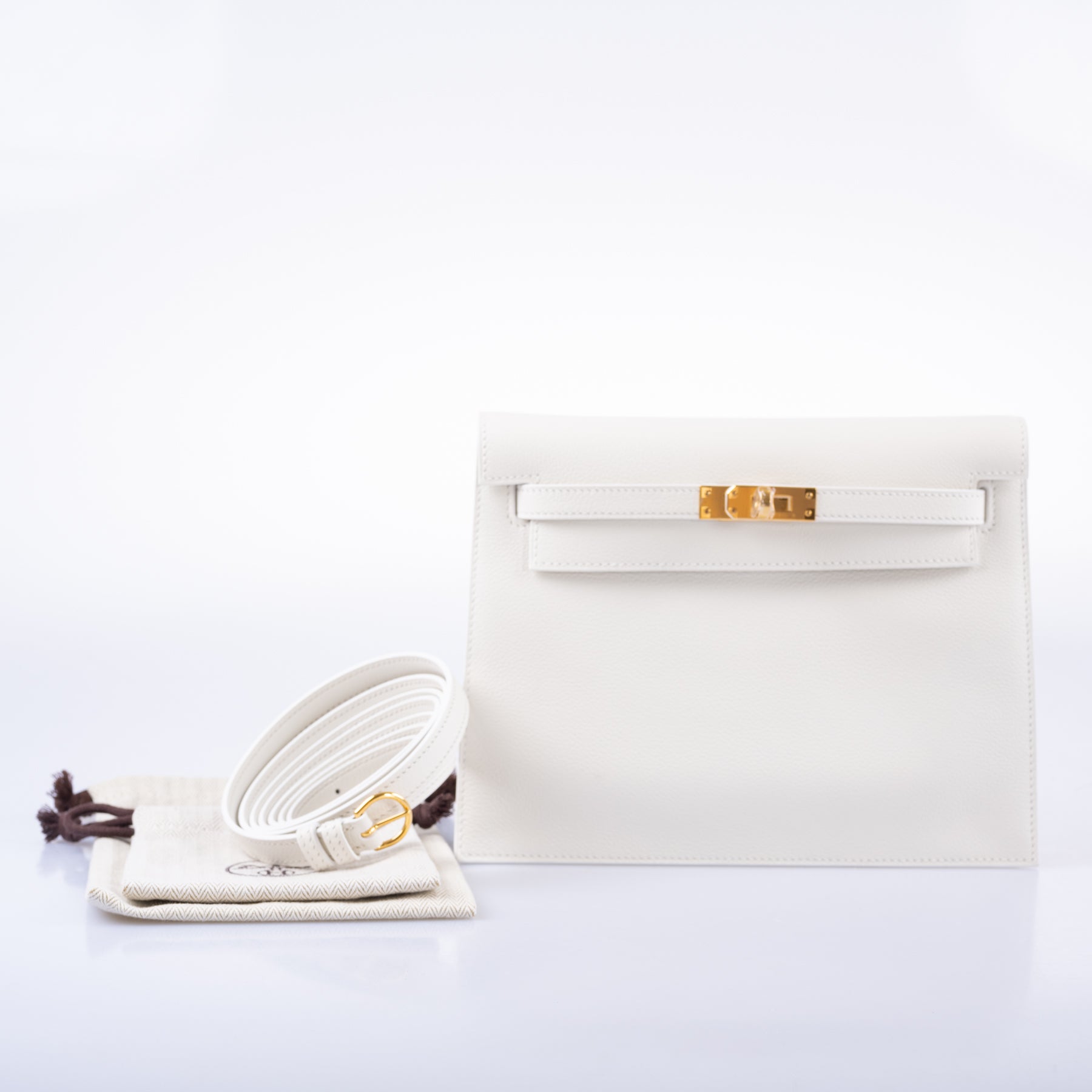 Hermès Kelly Danse II White Evercolor leather with Gold Hardware