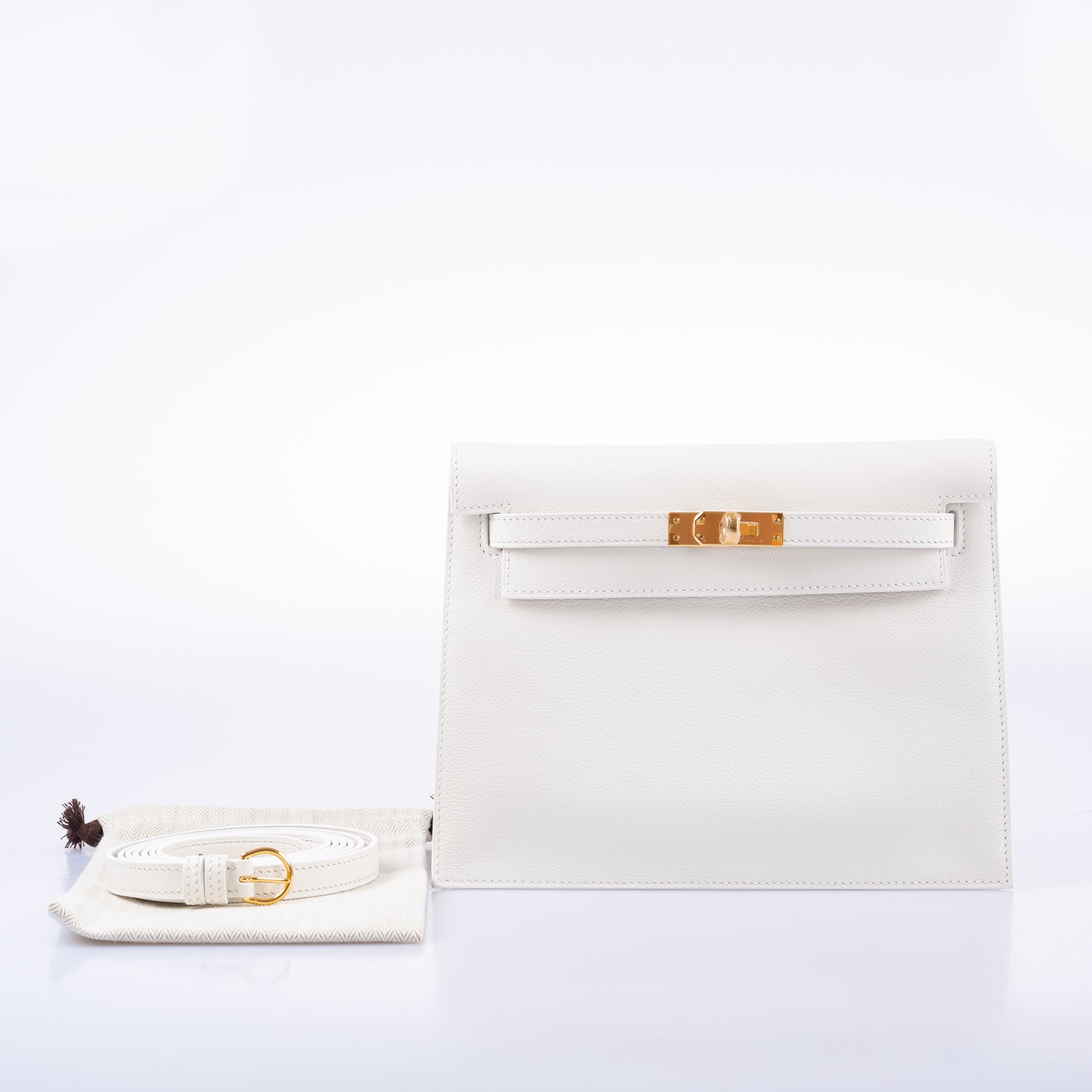 Hermès Kelly Danse II White Evercolor leather with Gold Hardware