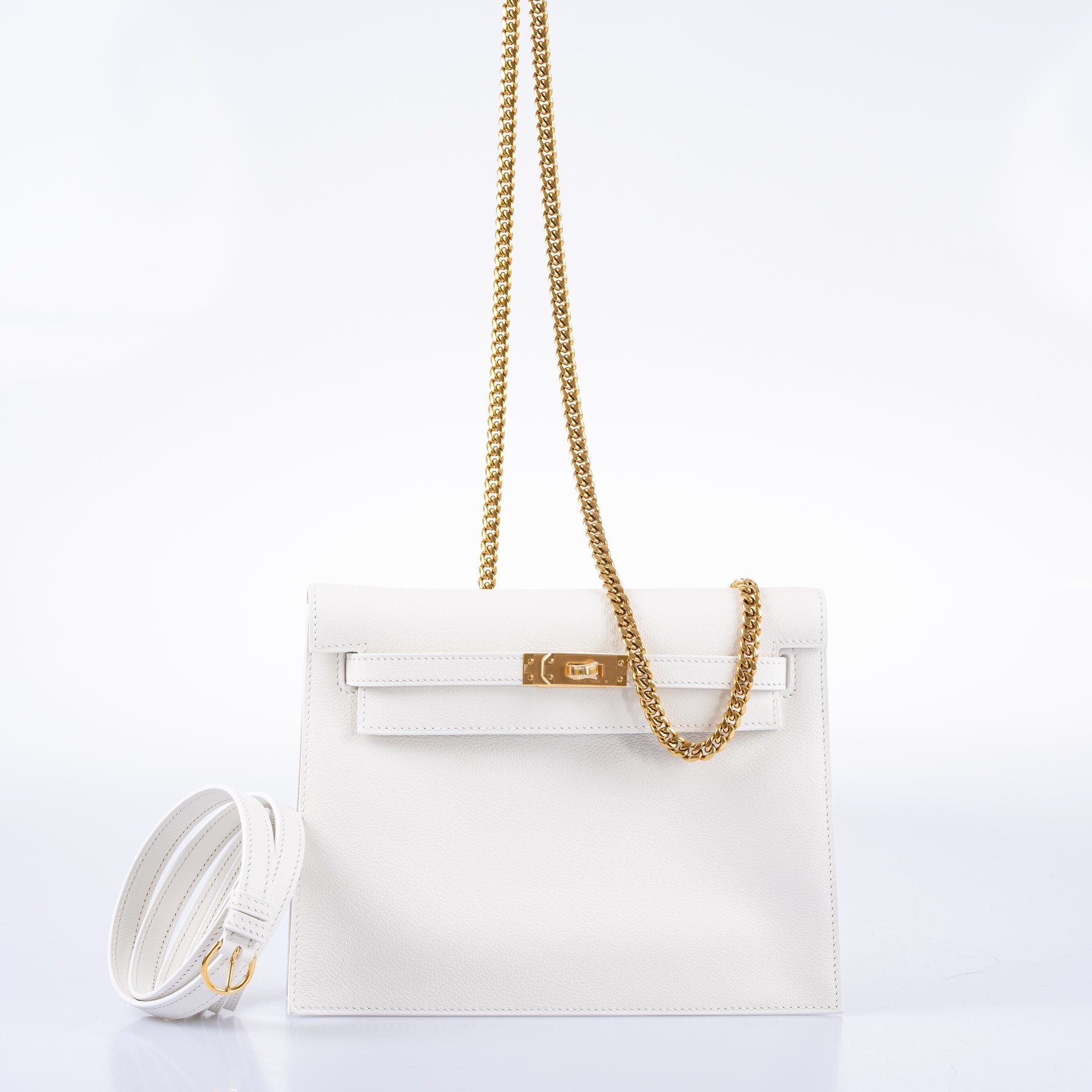 Hermès Kelly Danse II White Evercolor leather with Gold Hardware