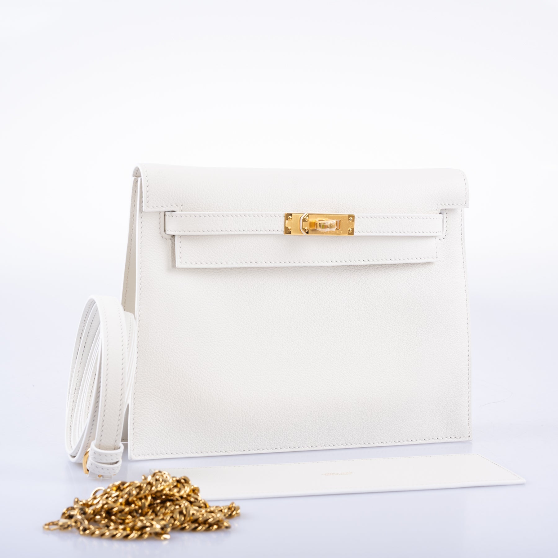 Hermès Kelly Danse II White Evercolor leather with Gold Hardware