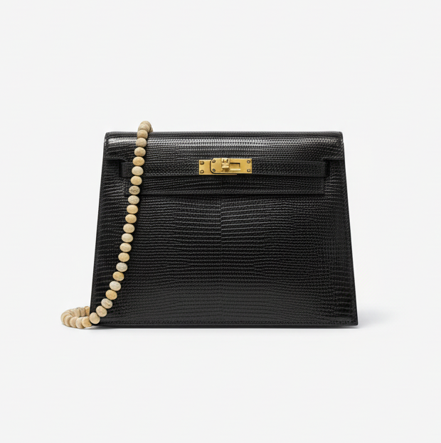 Hermès Kelly Danse Noir Shiny Niloticus Lizard Gold Hardware
