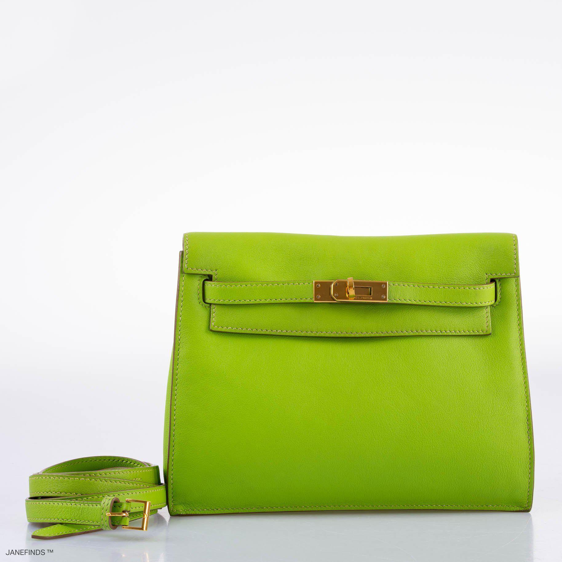 Hermès Kelly Danse Vert Cru Swift Gold Hardware