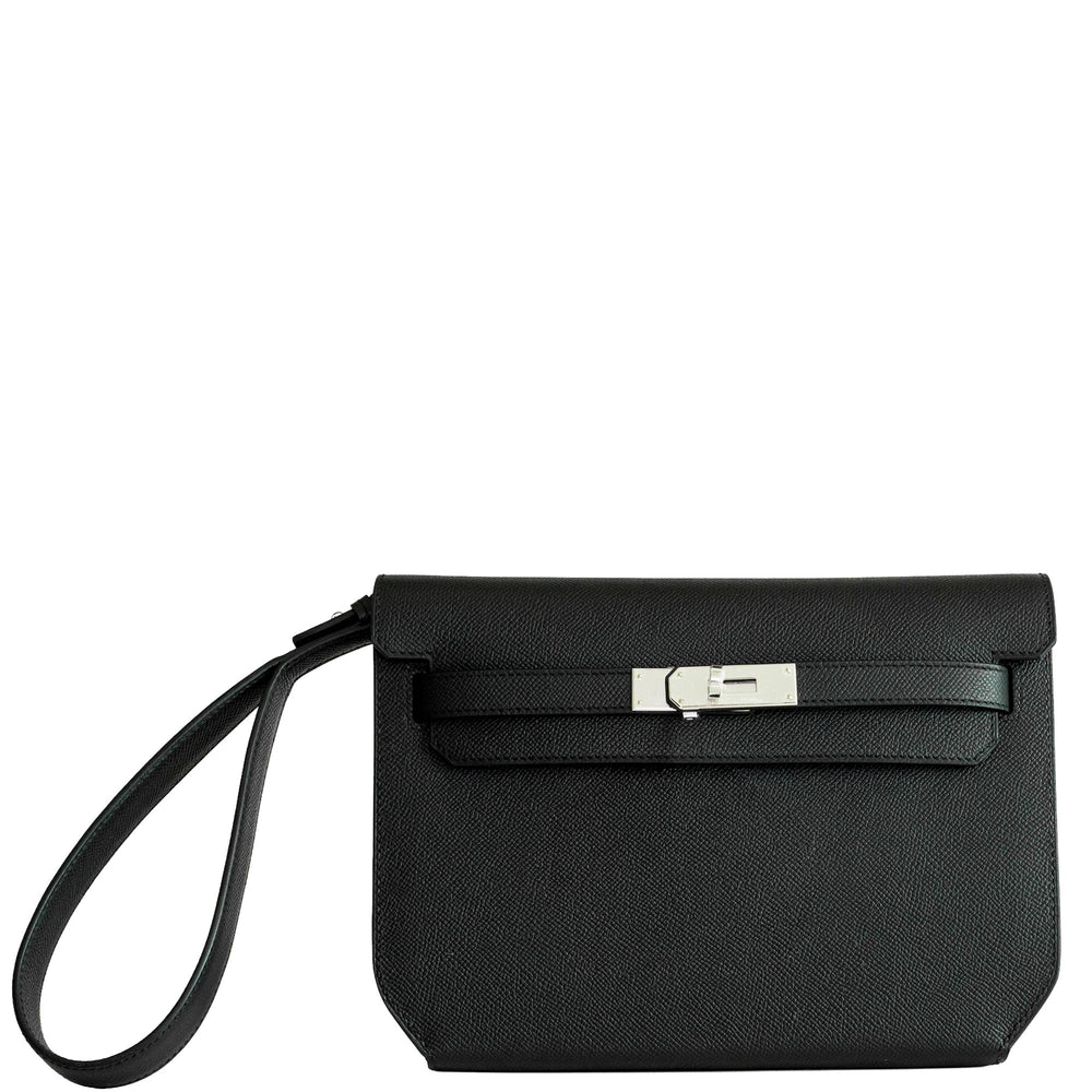 Hermès Kelly Dépêches 25 Noir Epsom Palladium Hardware