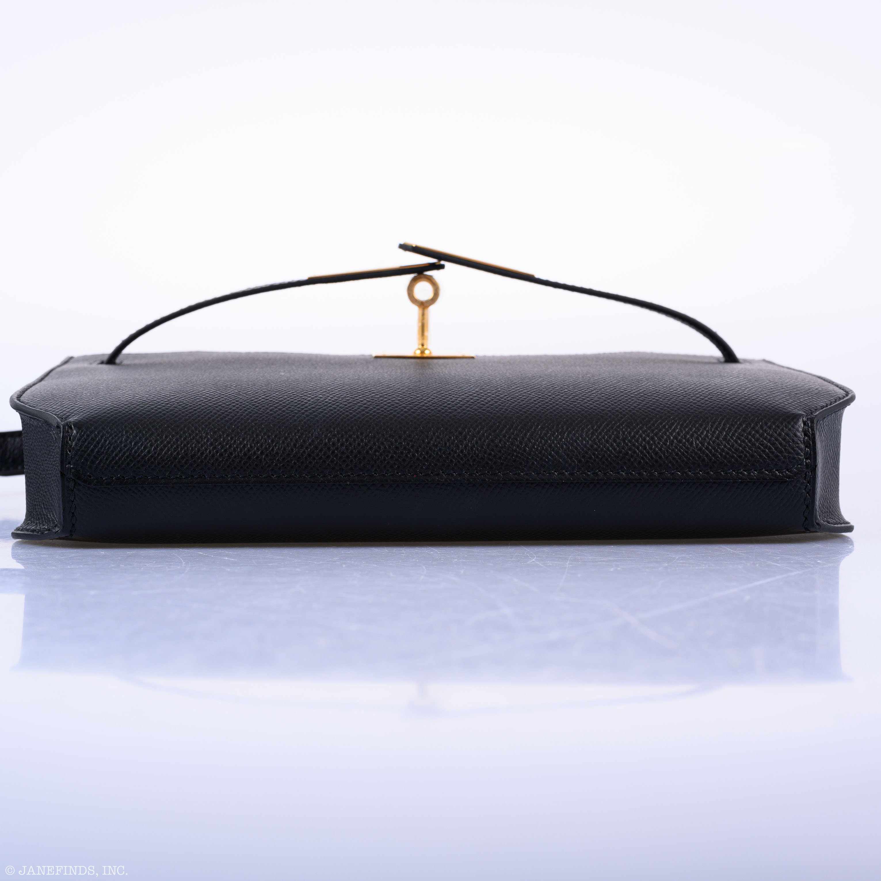 Hermes Kelly Depeches Pochette 25 Black Epsom Gold Hardware