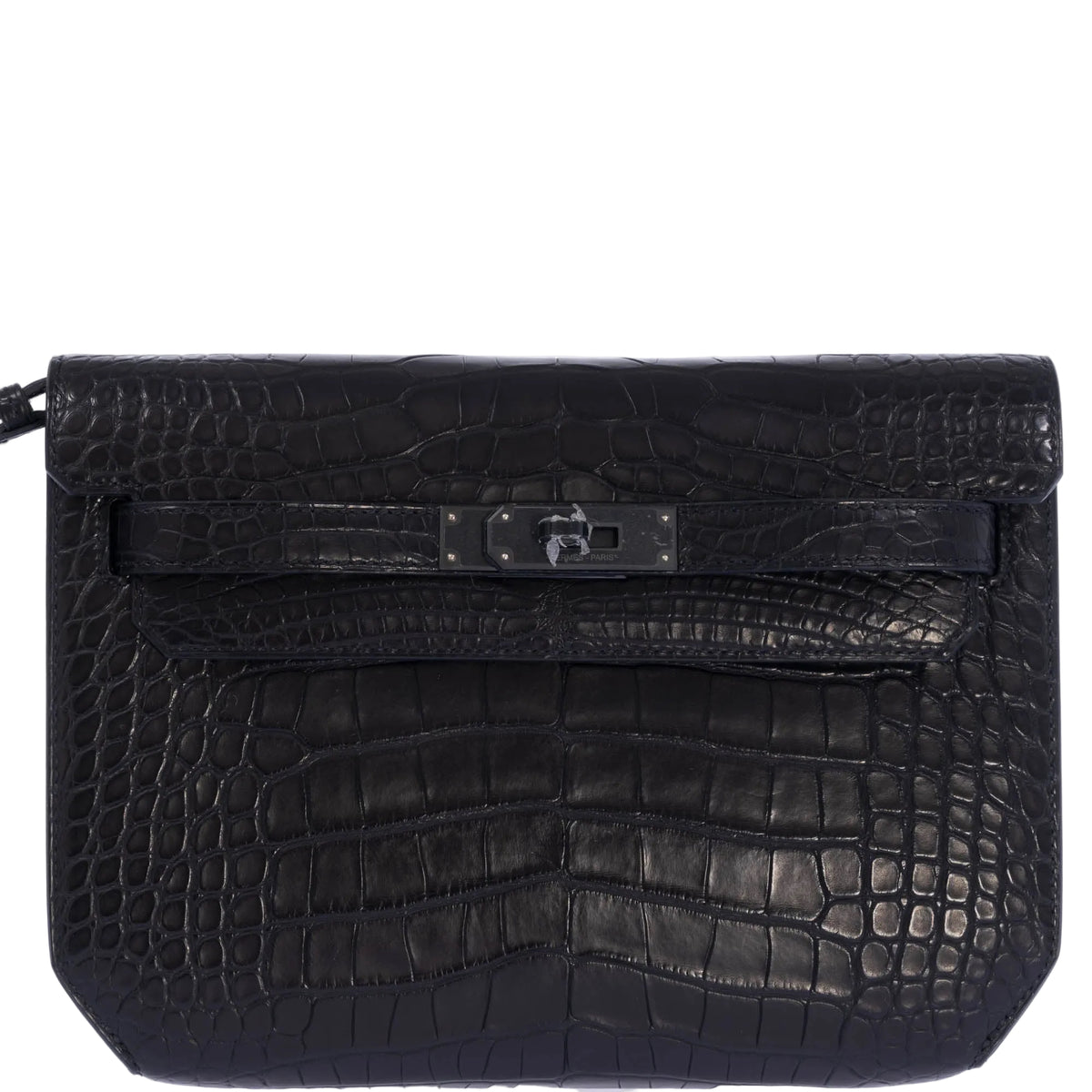 Hermès Kelly Dépêches Pochette 25 Black Matte Alligator PVD Hardware