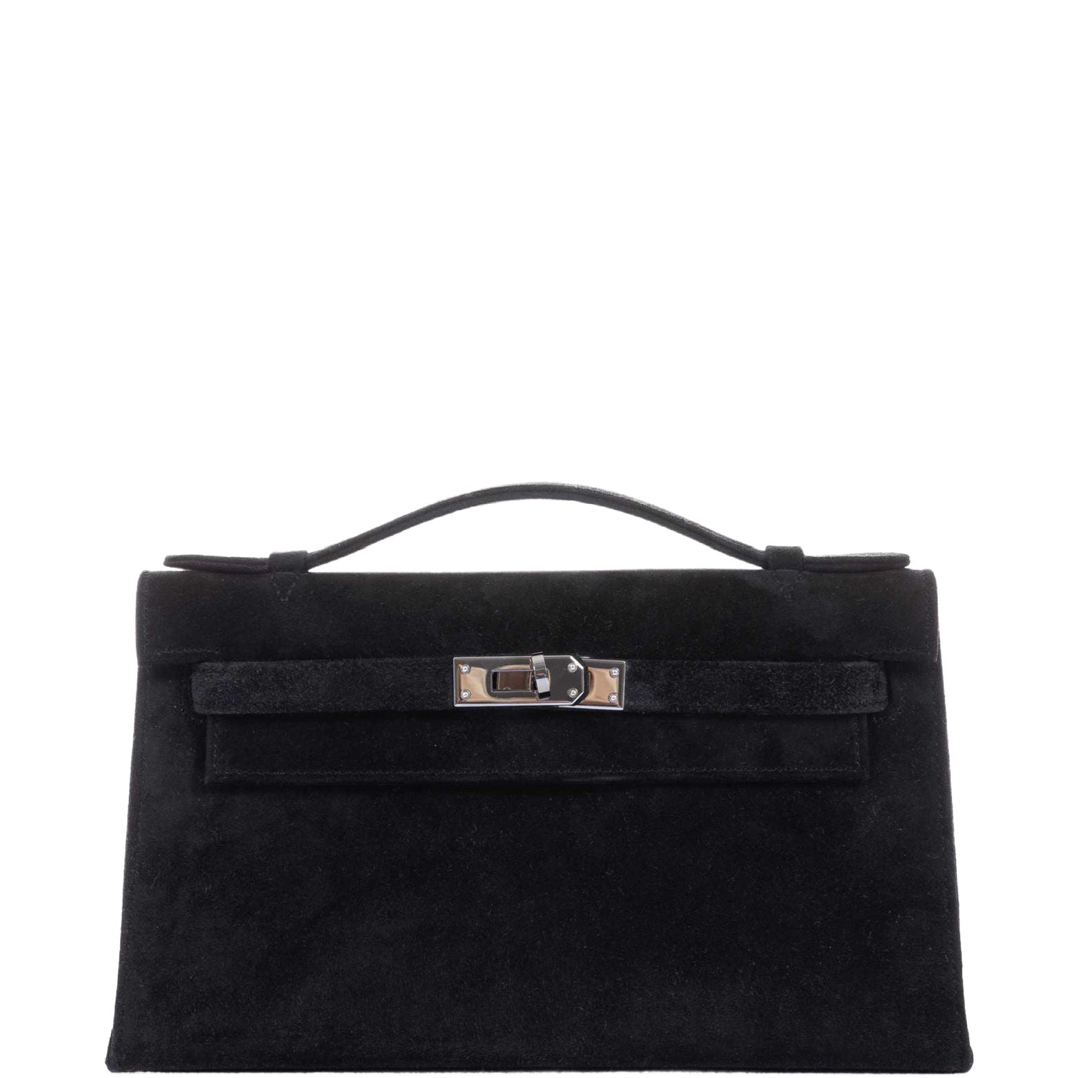 Hermès Kelly Doblis Mini Pochette Black Veau Suede Palladium Hardware