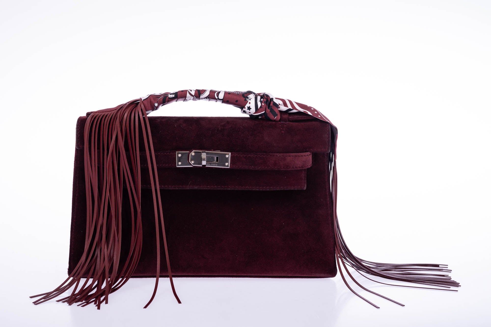 Hermès Kelly Doblis Mini Pochette Bordeaux Veau Suede Palladium Hardware