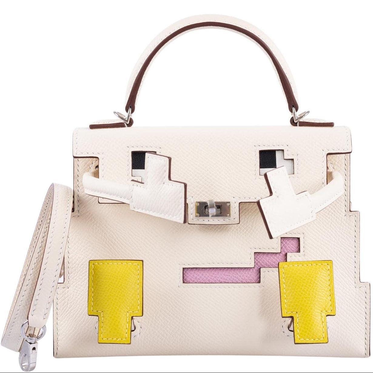 Hermès Kelly Doll Picto Quelle Idole Nata, Mauve Sylvestre, Chai and Lime Epsom Palladium Hardware